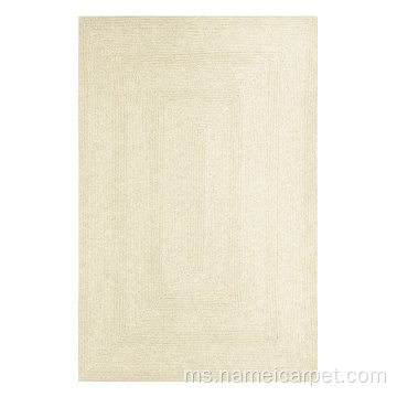 White Ivory Beige Color Natural Wool Braided Carpet